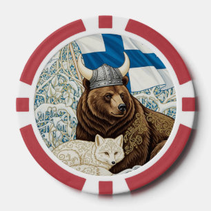 Finnland Viking Bear, Arctic Fox Art Nouveau Pokerchips