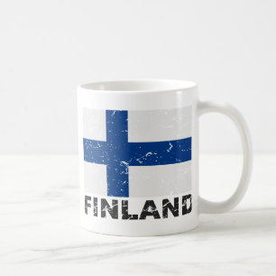 Finnland Vintage-Flagge Kaffeetasse