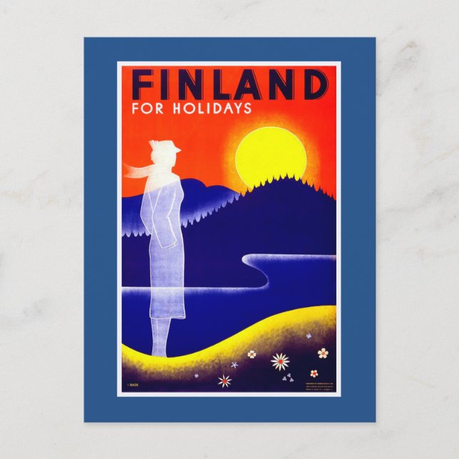 Finnland Vintage Travel Poster Postkarte (Vorderseite)