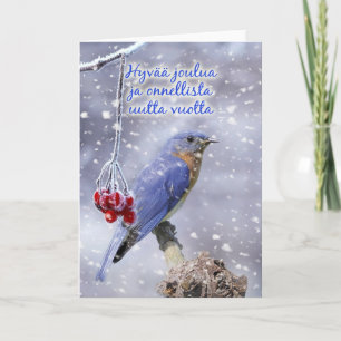 Finnois - Carte de voeux de Noël aux oiseaux bleus