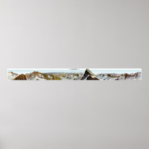 FINSTERAARHORN Schweizer Alpen Panorama 360° Plaka Poster