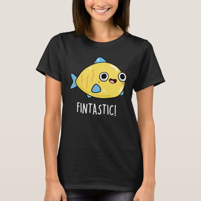 Fintastic Funny Fish Puff Dark BG T-Shirt (Vorderseite)
