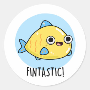 Fintastic Funny Fish Puff Runder Aufkleber