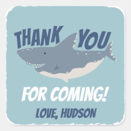 Fintastic Happy Shark Birthday Vielen Dank Quadratischer Aufkleber
