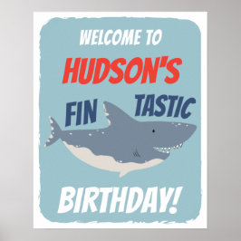 Fintastic Shark Geburtstag Thema Willkommenszeiche Poster