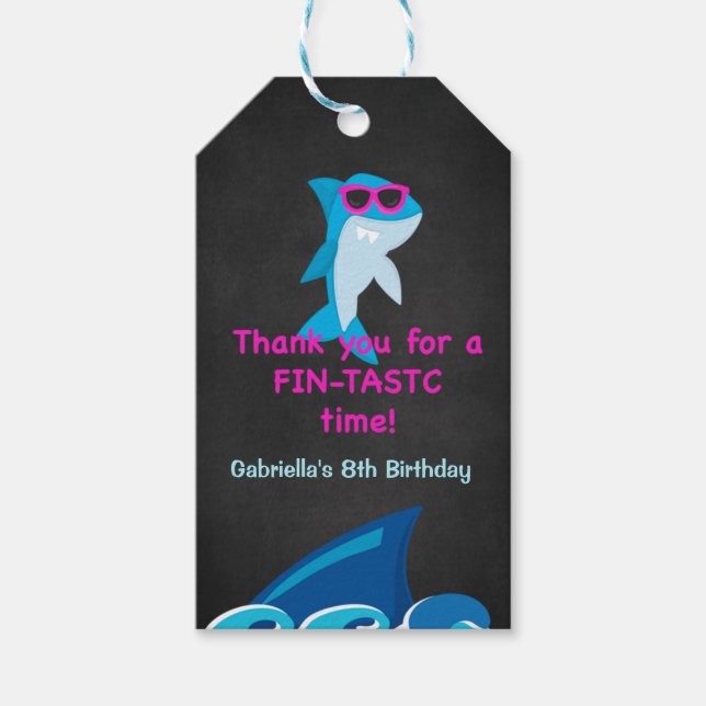 Fintastische Zeit... Girls Shark Danke, dass ihr T Geschenkanhänger (Vorderseite)