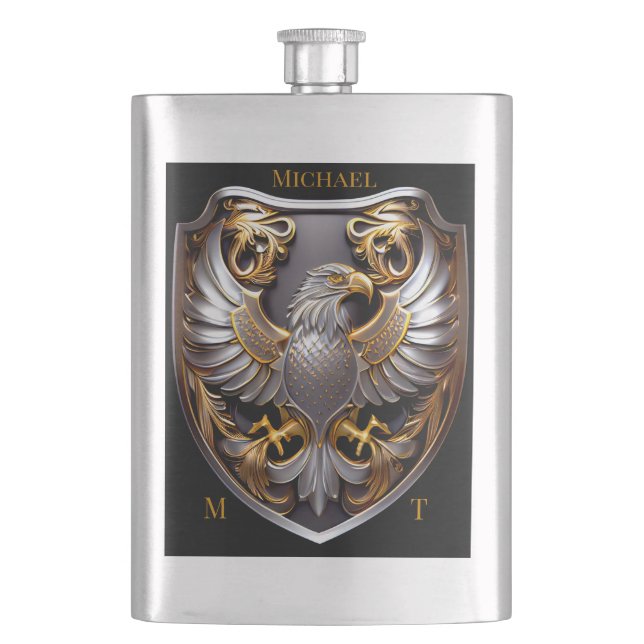Fiole d'aigle d'or en argent personnalisé (devant)