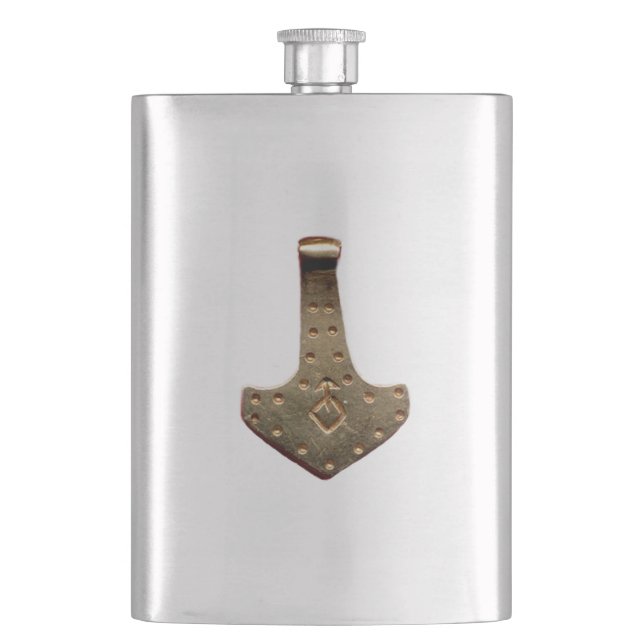 Fiole en acier inoxydable Gold Thor Hammer (devant)