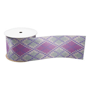FIOLETT ARGYLE GESTRICKT 7,5 cm breites Satinband