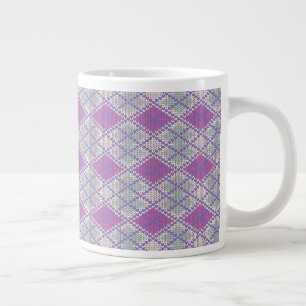 FIOLETT ARGYLE STRICKMOTIV Große Weiße Tasse