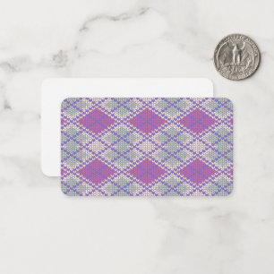 FIOLETT ARGYLE STRICKWAREN 3.5x2 Flache Karte / Ho