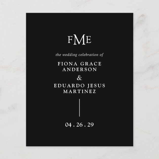 Fiona Black Bold Monogram Modern Wedding (Vorderseite)