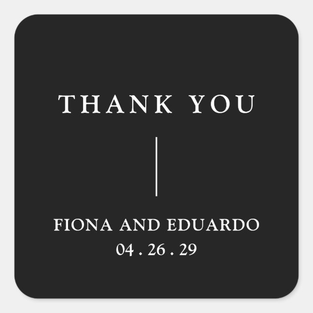 Fiona Black Bold Monogram Modern Wedding Quadratischer Aufkleber (Vorderseite)