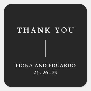 Fiona Black Bold Monogram Moderne Hochzeit Quadratischer Aufkleber