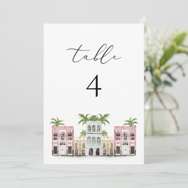 FIONA Charleston Rainbow Tischnummer Card (Stehend Vorderseite)