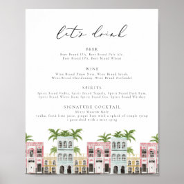 FIONA Charleston SC Rainbow Row Bar Menu Signatur Poster