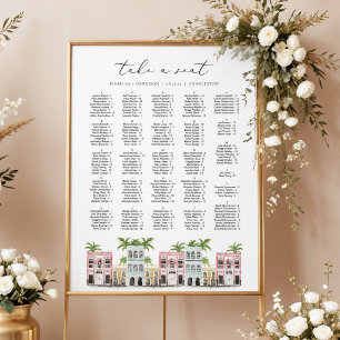 FIONA Charleston SC Rainbow Row Chart Poster