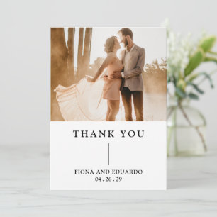 Fiona Foto Bold Monogram Modern Wedding Dankeskarte