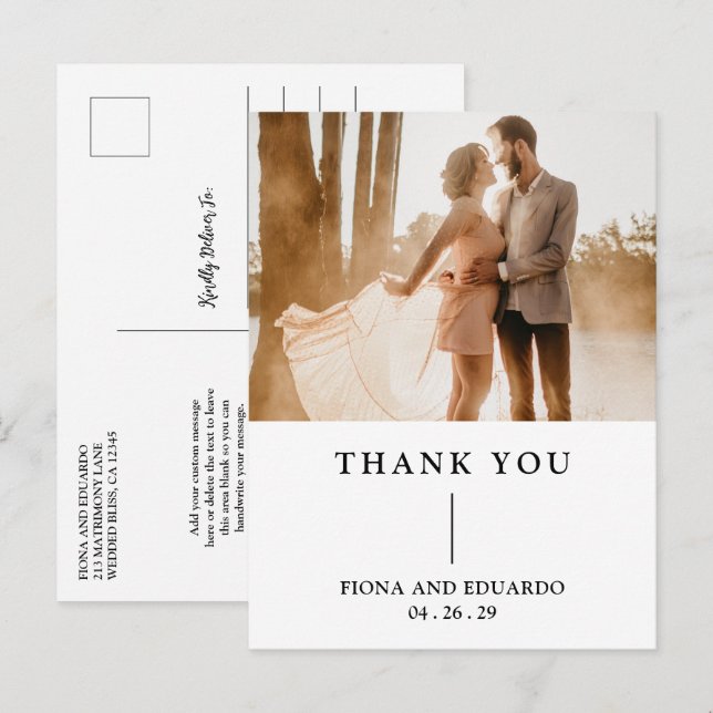 Fiona Foto Bold Monogram Modern Wedding Postkarte (Vorne/Hinten)