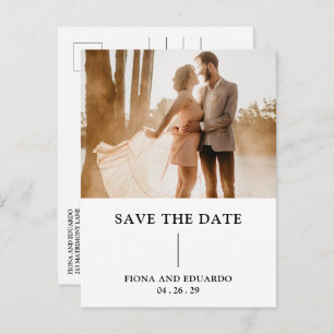 Fiona Foto Bold Monogram Modern Wedding Postkarte