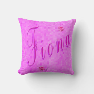 Fiona Name Logo auf rosa Mosaik, Kissen