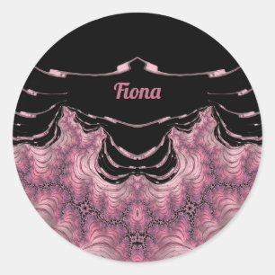 FIONA ~ Schwarz und Rosa ~ Runder Aufkleber