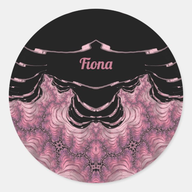 FIONA ~ Schwarz und Rosa ~  Runder Aufkleber (Vorderseite)