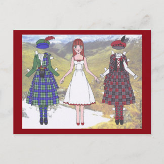 Fionna of Scotland Paper Doll Postcard Postkarte