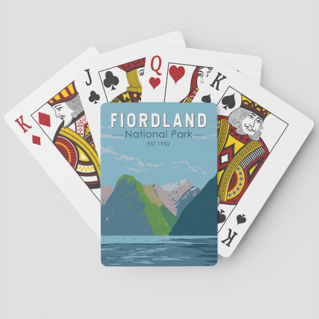 Fiordland Nationalpark Neuseeland Kunst, Dichtung  Spielkarten (Rückseite)