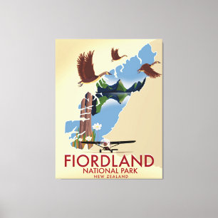 Fiordland Nationalpark Neuseeland Reiseplakat Leinwanddruck