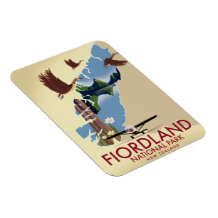Fiordland Nationalpark Neuseeland Reiseplakat Magnet