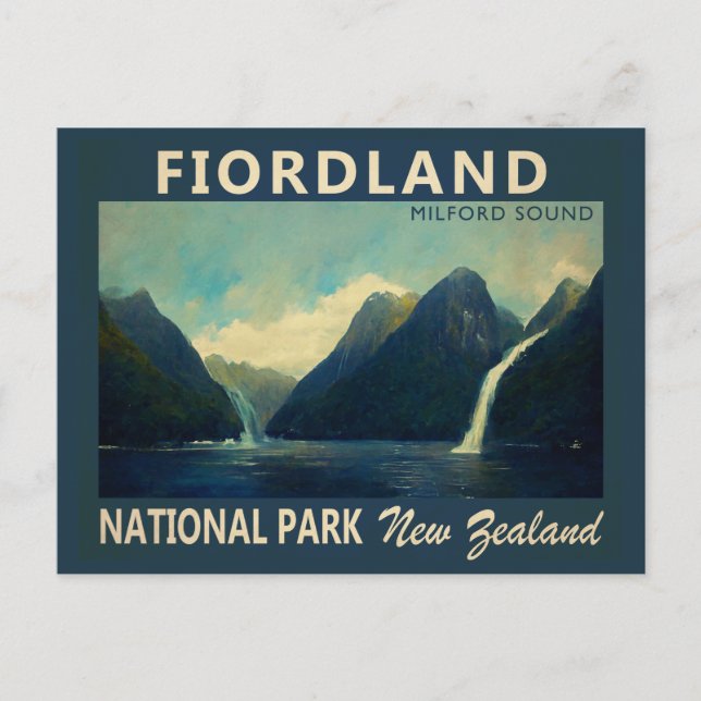 Fiordland Nationalpark Neuseeland Wasserfarbe Postkarte (Vorderseite)