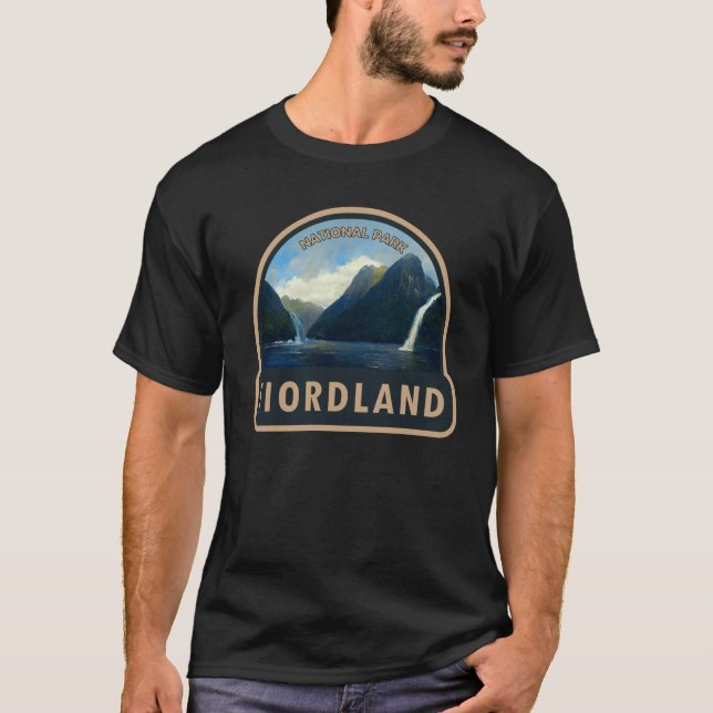 Fiordland Nationalpark Neuseeland Wasserfarbe T-Shirt (Vorderseite)