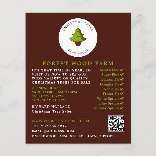 Fir Tree Design, Weihnachtsbaumverkauf Flyer (Vorne)