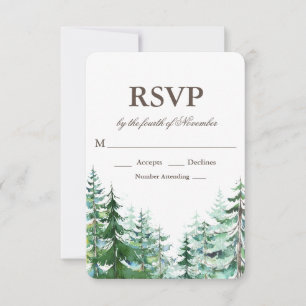 Fir Tree Rustic Wedding RSVP Karte