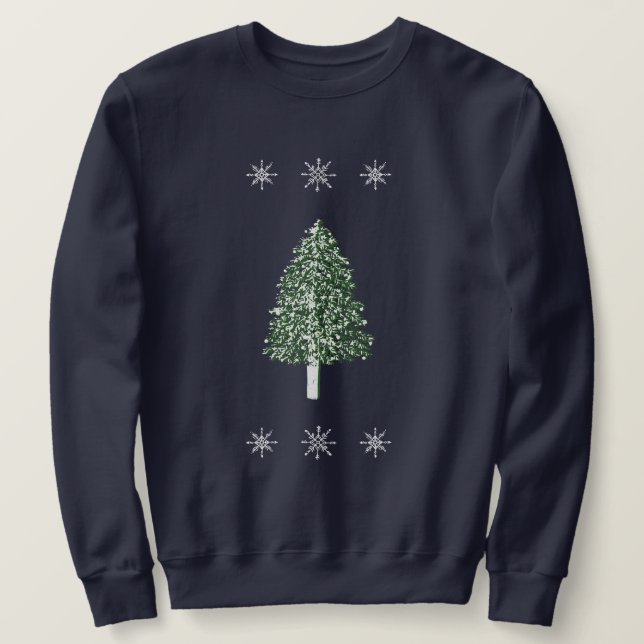 Fir Tree Snowflakes Winter Illustration Sweatshirt (Design vorne)