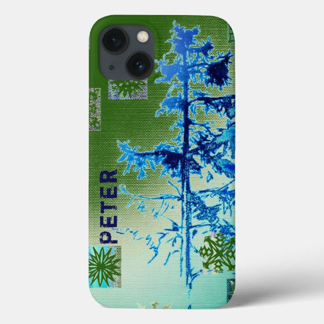 Fir Tree & Snowflakes & Your Name Case-Mate iPhone Hülle (Rückseite)