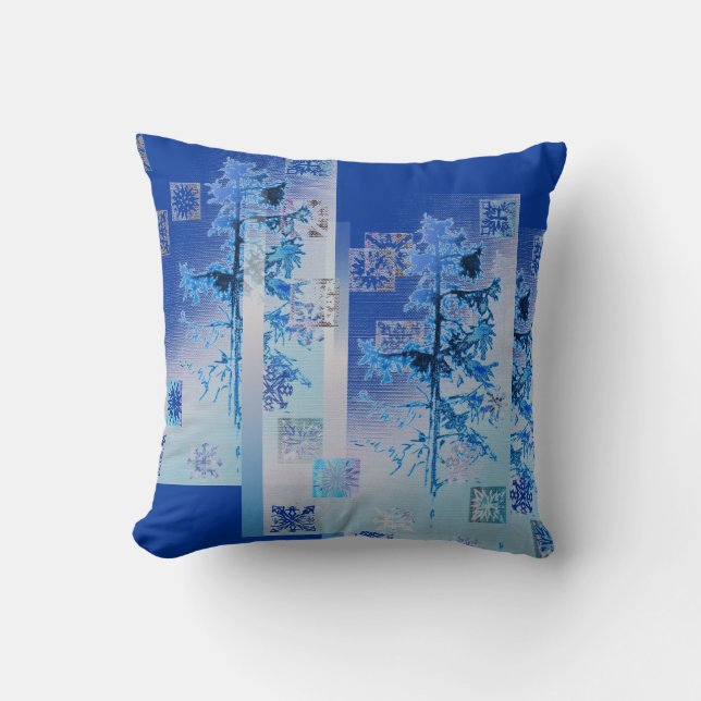 Fir Tree und Snowflakes von Alexandra Cook Kissen (Vorderseite)