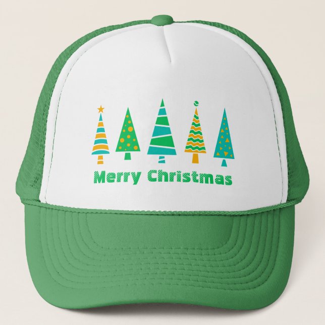 Fir Trees Christmas Trucker Hat Truckerkappe (Vorderseite)