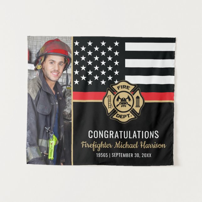 Fire Academy Fireman Graduation Firefighter Photo Wandteppich (Vorderseite (Horizontal))