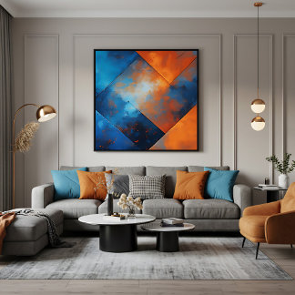 Fire and Blue Abstraction Poster