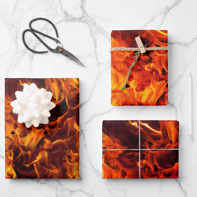 Fire and Flame Pattern Geschenkpapier Set (Vorderseite)