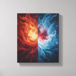 Fire and Ice Abstract Elemental Dualism Art Leinwanddruck
