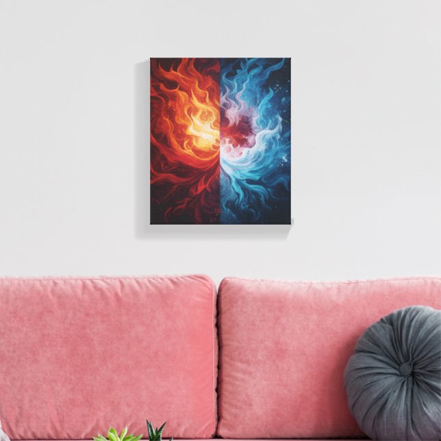 Fire and Ice Abstract Elemental Dualism Art Leinwanddruck (Insitu (Wohnzimmer))