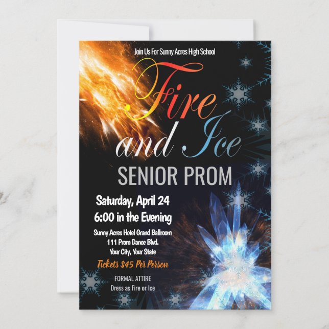 Fire and Ice Prom Tanz an der High School Einladung (Vorderseite)
