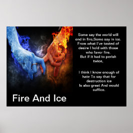 Fire and ice with a fire hand Ice hand poster