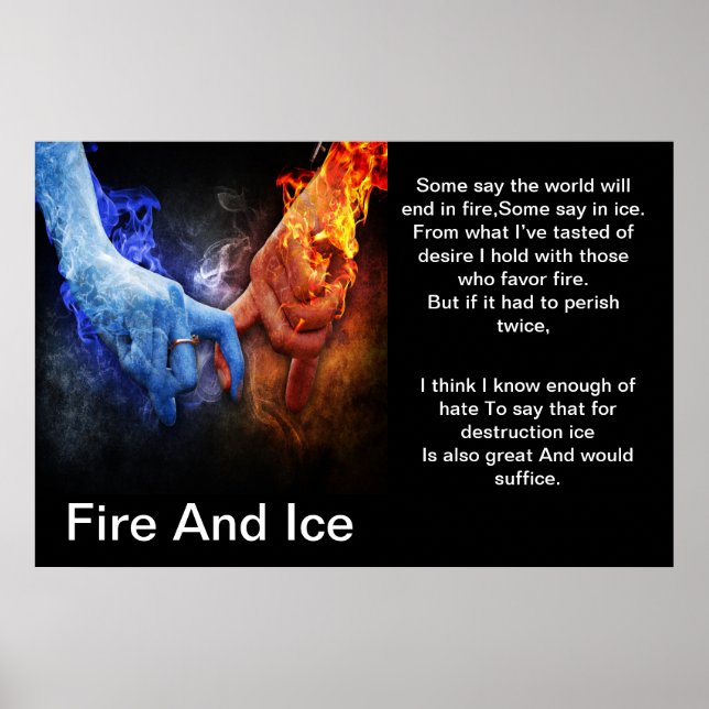 Fire and ice with a fire hand Ice hand poster (Vorne)