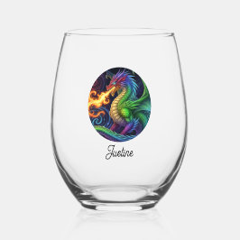 Fire Breathing Dragon Personalized Weinglas Ohne Stiel