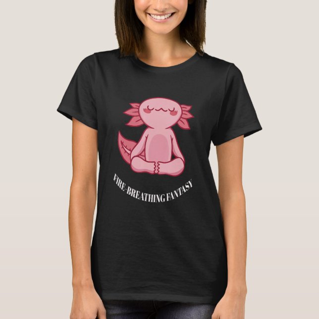 Fire-Breathing Fantasy Niedlich Funny Yoga Dragon  T-Shirt (Vorderseite)