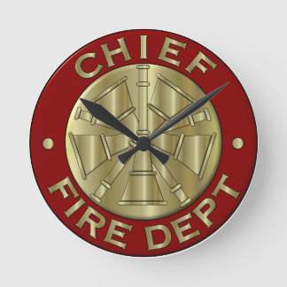 Fire Department Chief Brass Symbol Runde Wanduhr